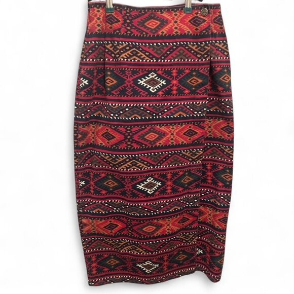 Vintage Cambridge Dry Goods Aztec Tribal Long Wrap Skirt- Sz 8/10- EUC - Picture 1 of 9